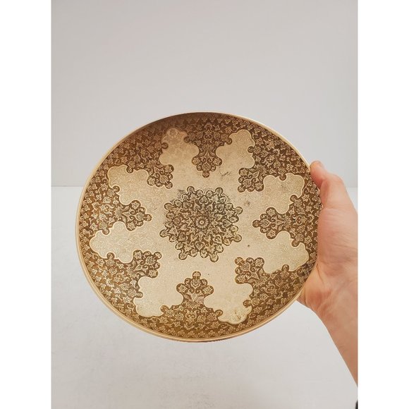 Other - Vintage Embossed/Engraved Enamel Painted Brass Bowl - Bowl / Plate / Dish ||